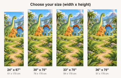 Cartoon Dinosaurs fridge wrap available sizes 24, 30, 33 and 36 inch