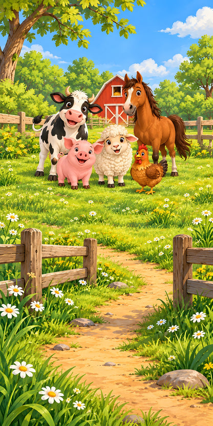 Cartoon Farm Animals fridge wrap full design