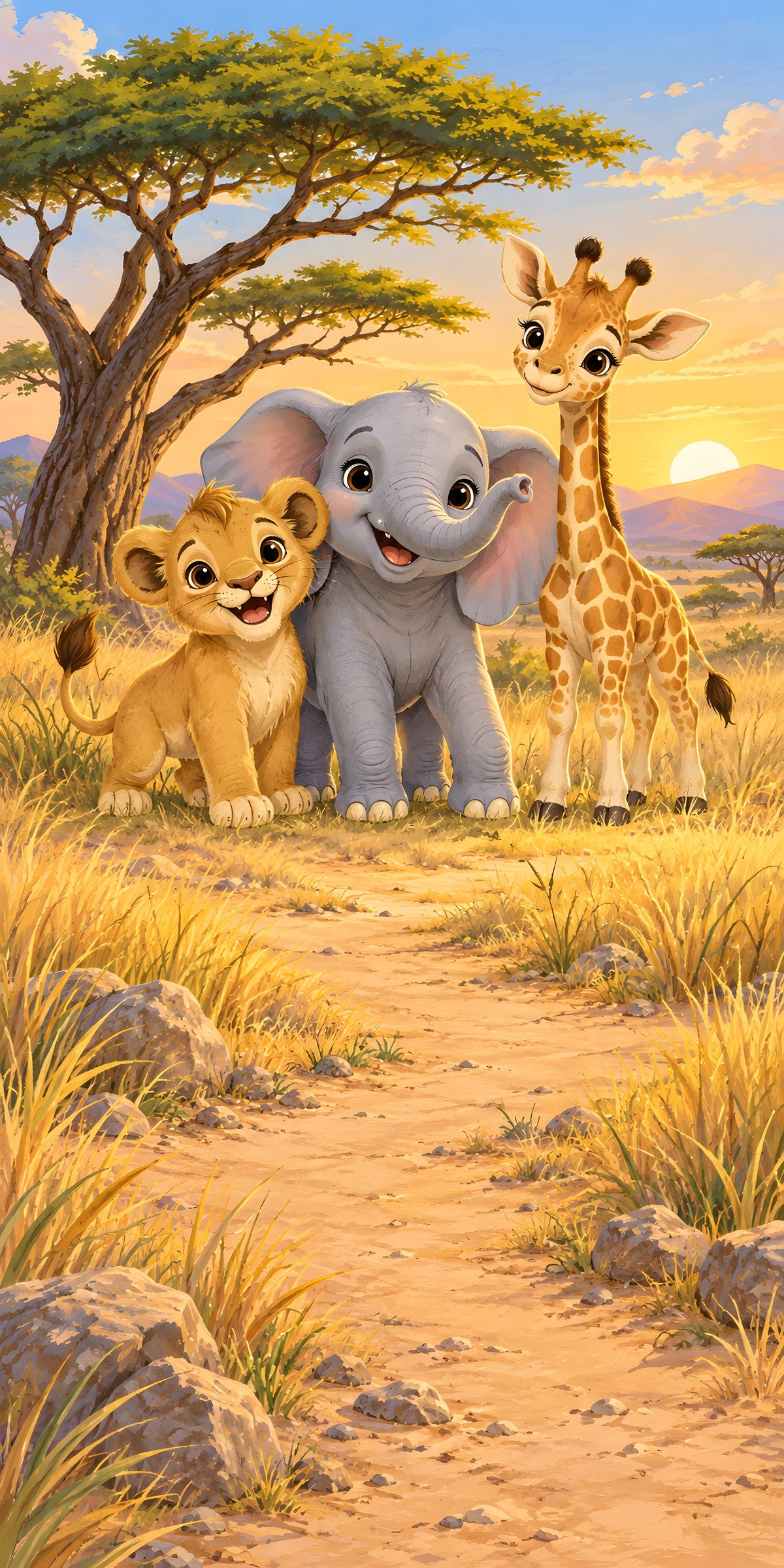 Cartoon Safari Friends fridge wrap full design