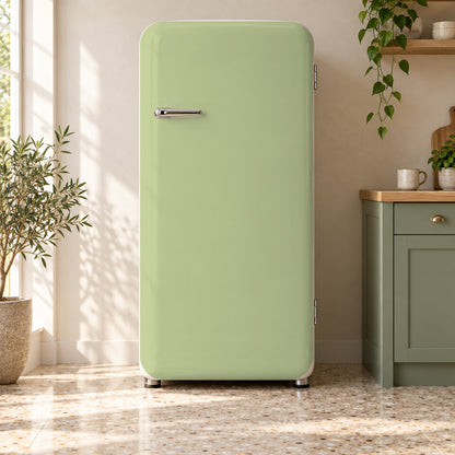 Celery Green fridge wrap on a retro refrigerator