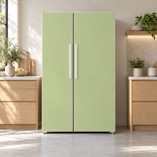 Celery Green fridge wrap on a side-by-side refrigerator