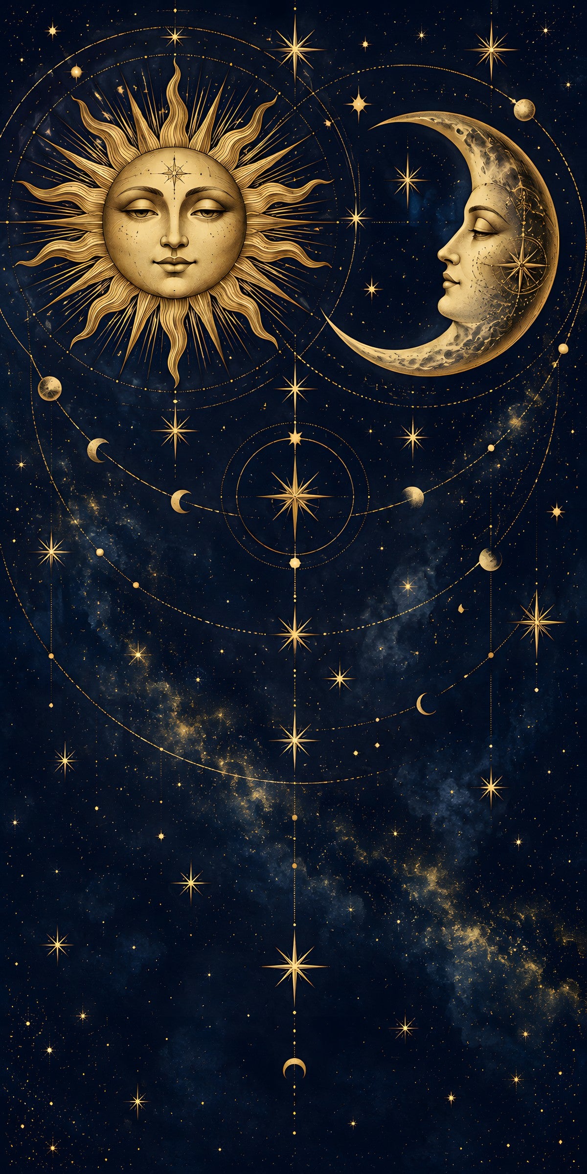 Celestial Sun & Moon fridge wrap full design