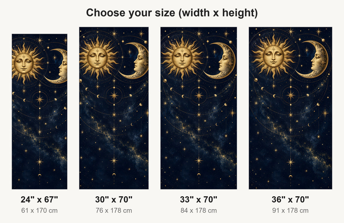 Celestial Sun & Moon fridge wrap available sizes 24, 30, 33 and 36 inch