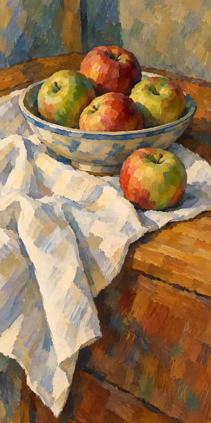 Cézanne-Inspired Apples Still Life fridge wrap full design
