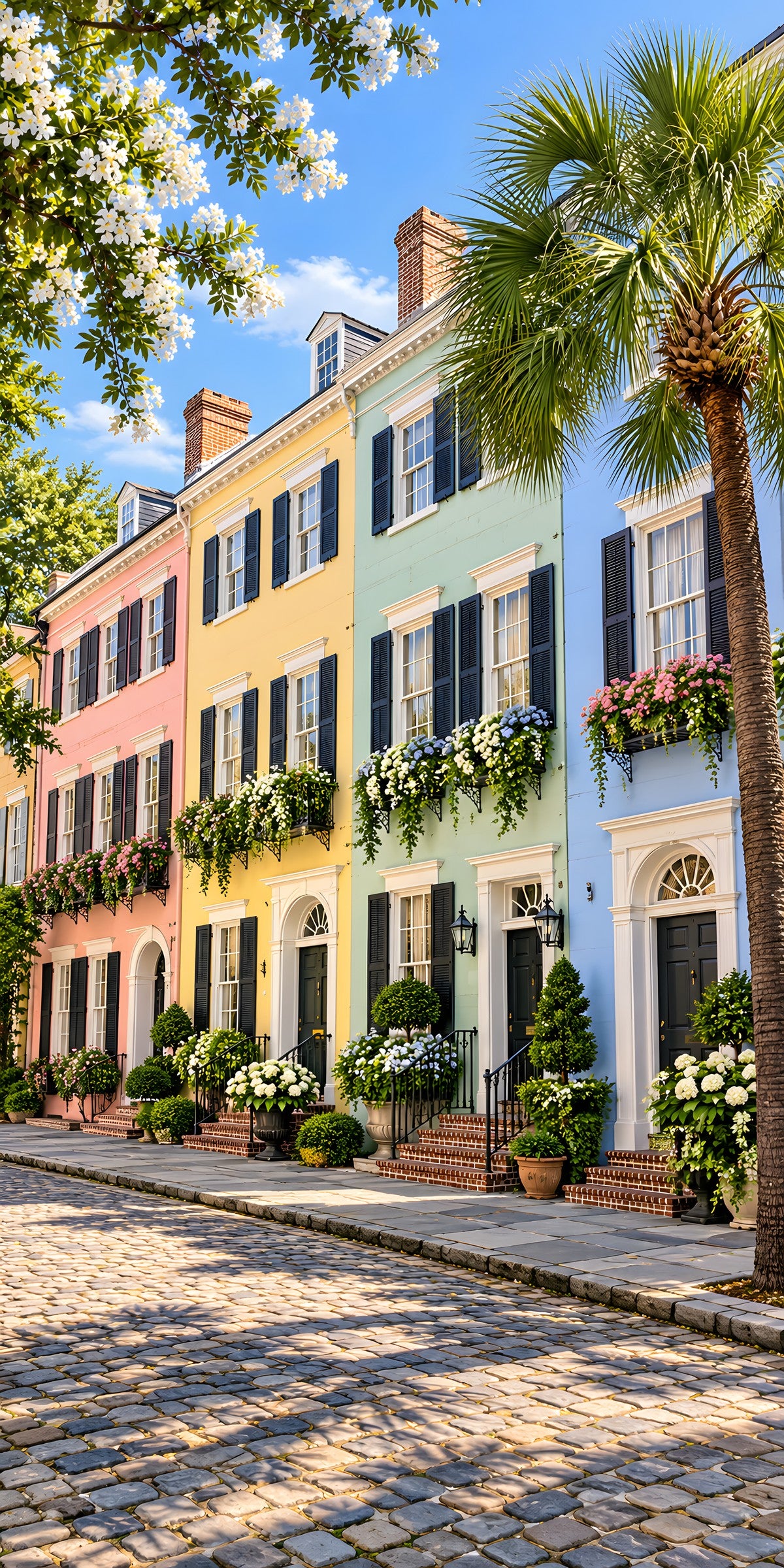 Charleston Rainbow Row fridge wrap full design