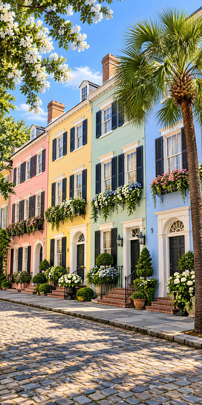 Charleston Rainbow Row fridge wrap full design