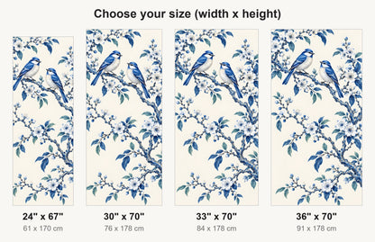 Chinoiserie Birds & Blossoms fridge wrap available sizes 24, 30, 33 and 36 inch