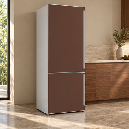 Chocolate Brown fridge wrap, refrigerator shown at an angle