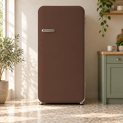 Chocolate Brown fridge wrap on a retro refrigerator