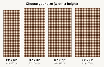 Chocolate Brown Gingham fridge wrap available sizes 24, 30, 33 and 36 inch