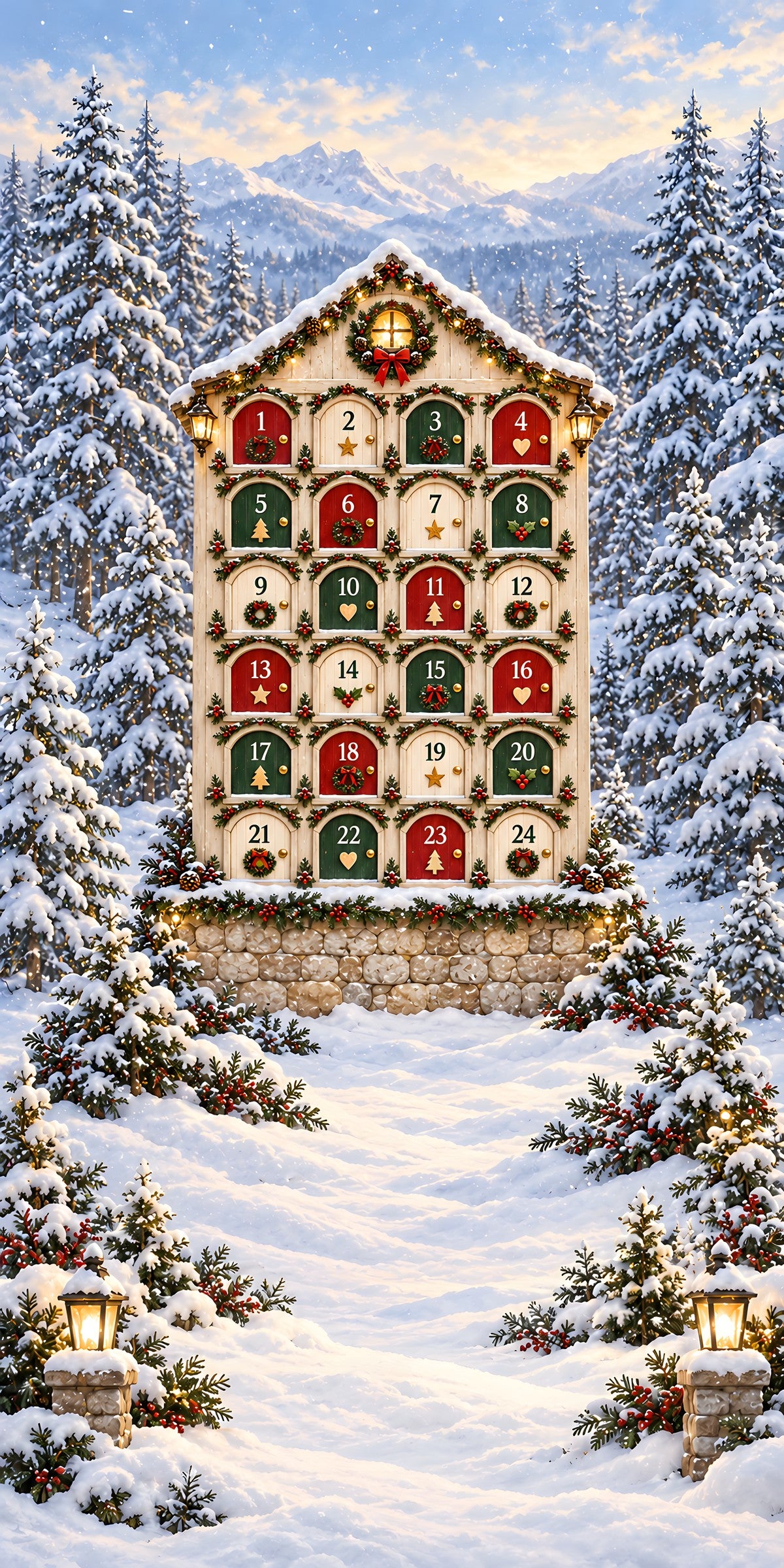 Christmas Advent Calendar Doors fridge wrap full design