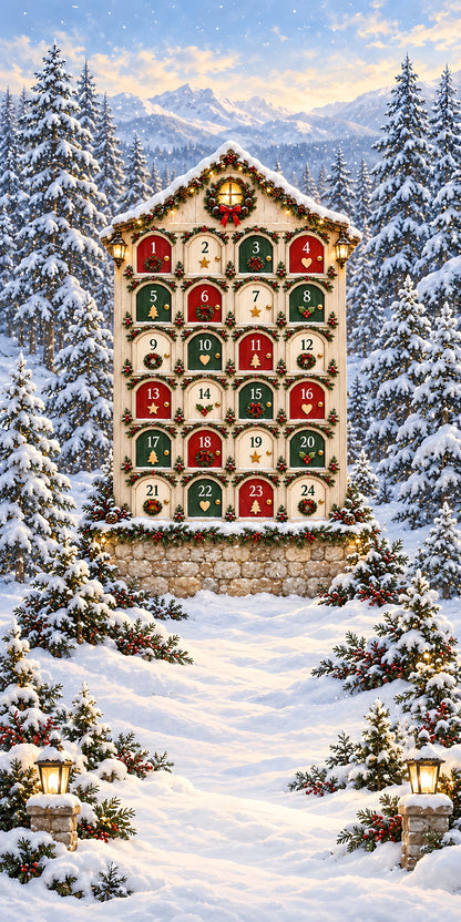 Christmas Advent Calendar Doors fridge wrap full design
