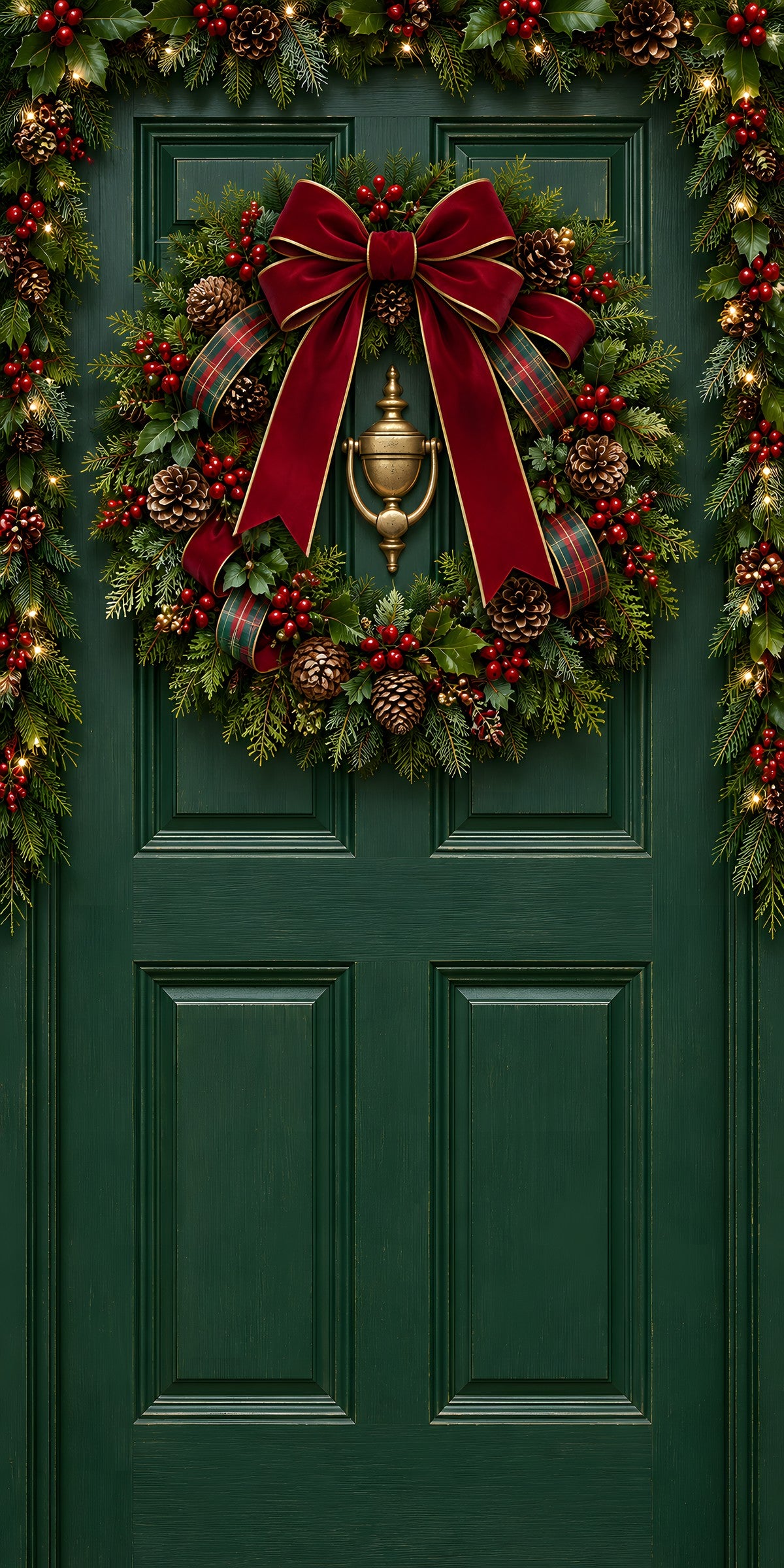 Christmas Front Door Wreath fridge wrap full design