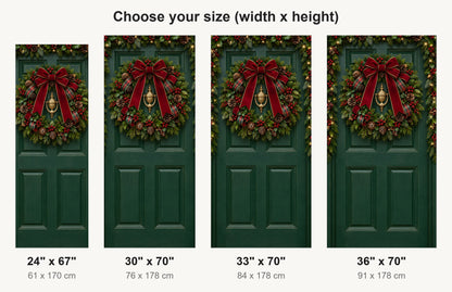 Christmas Front Door Wreath fridge wrap available sizes 24, 30, 33 and 36 inch