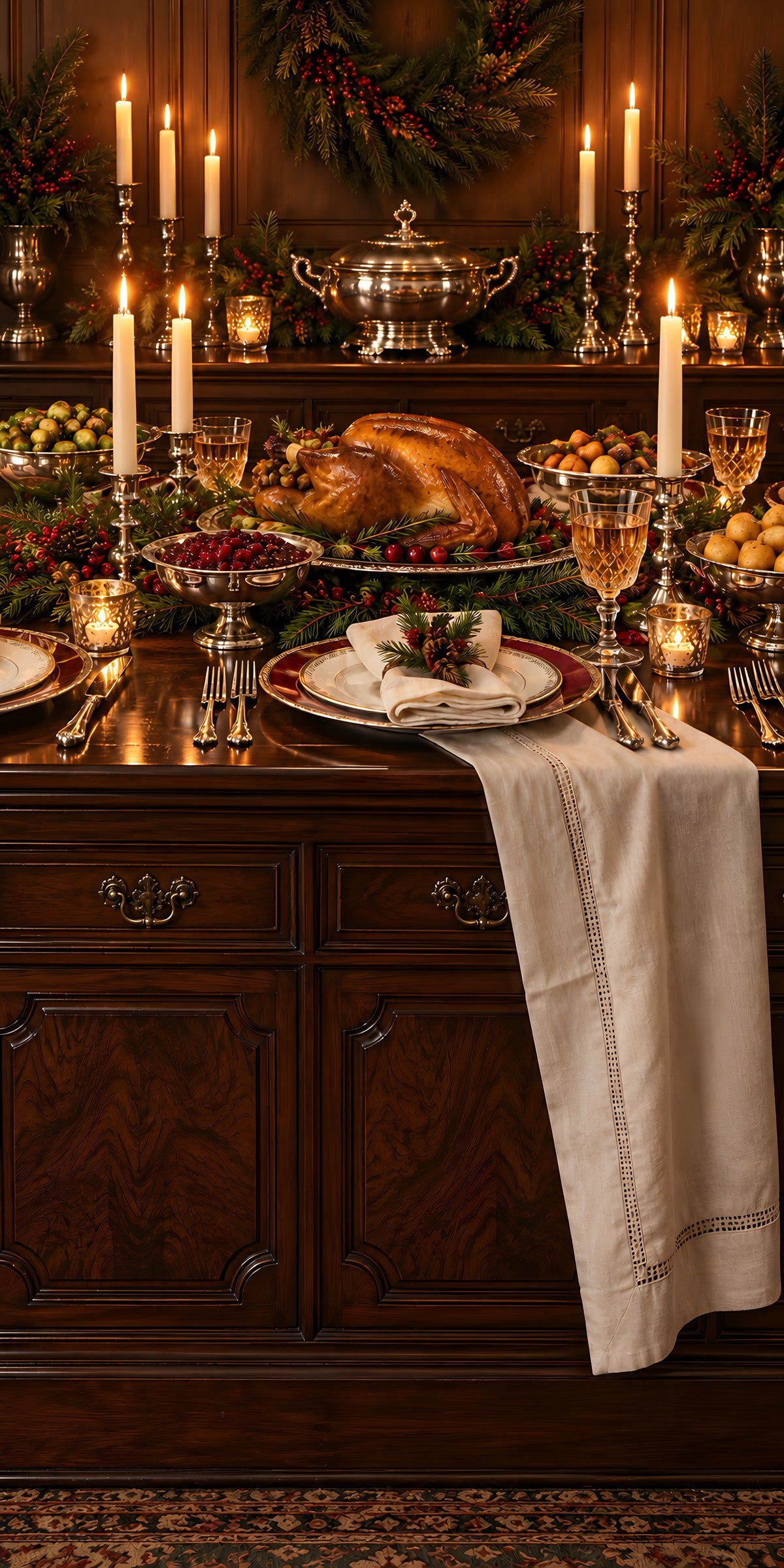 Christmas Supper Club Table fridge wrap full design