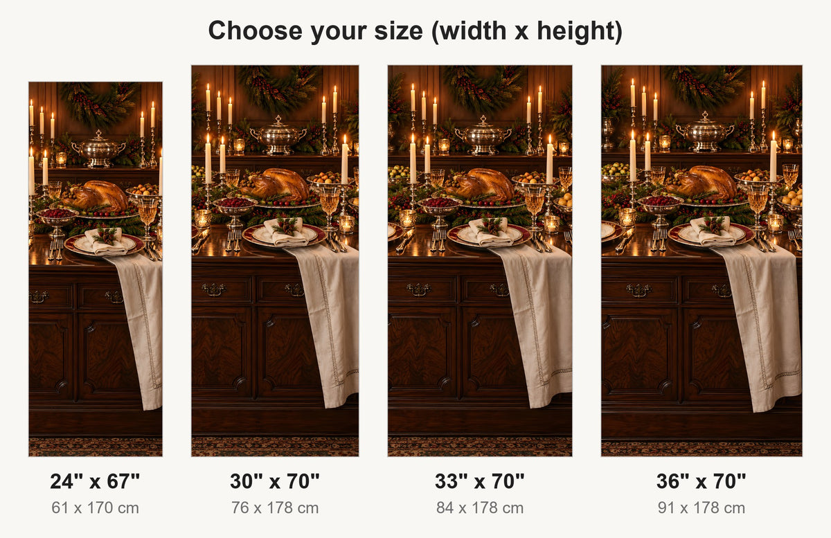 Christmas Supper Club Table fridge wrap available sizes 24, 30, 33 and 36 inch