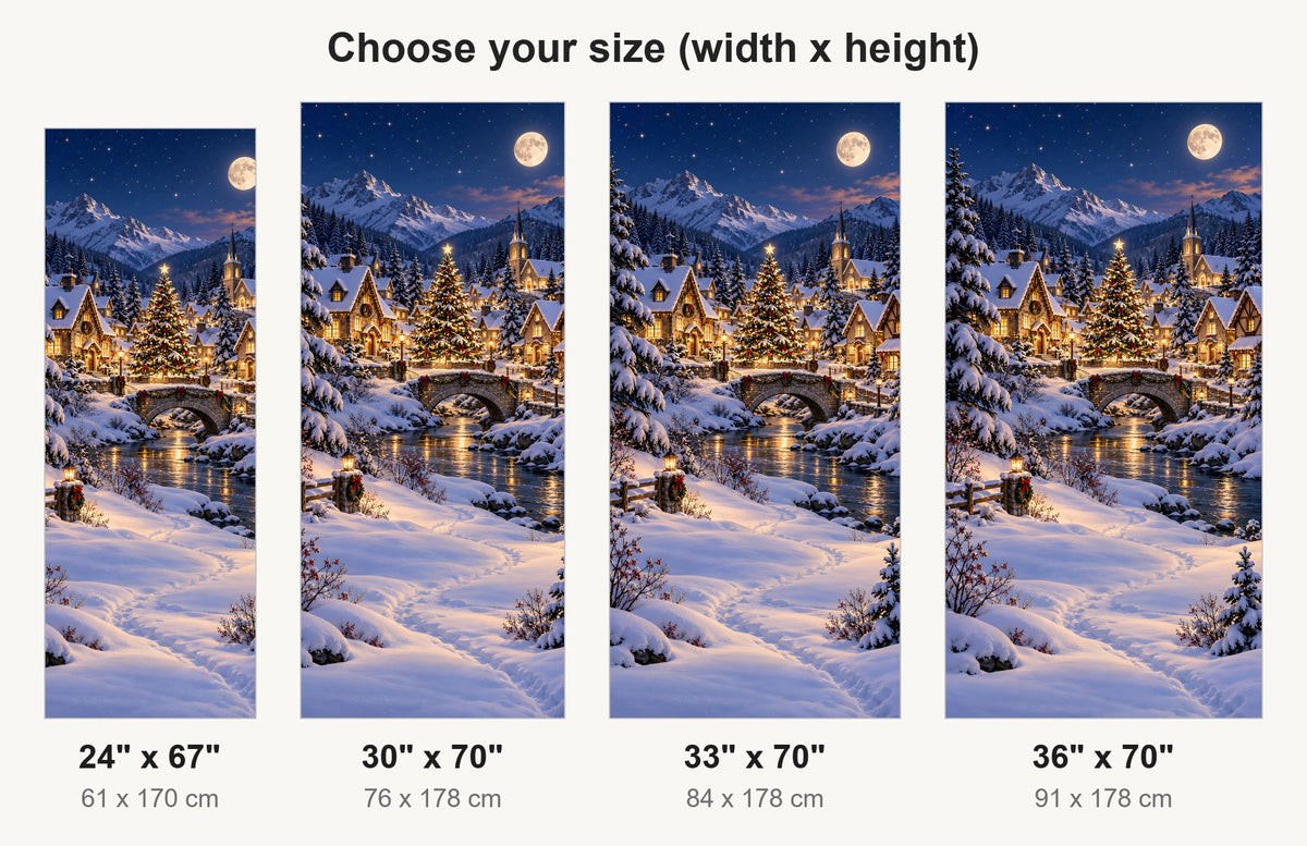Christmas Winter Village fridge wrap available sizes 24, 30, 33 and 36 inch