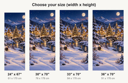 Christmas Winter Village fridge wrap available sizes 24, 30, 33 and 36 inch