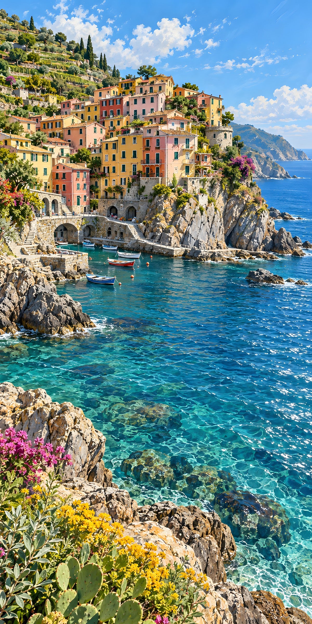 Cinque Terre Coast fridge wrap full design