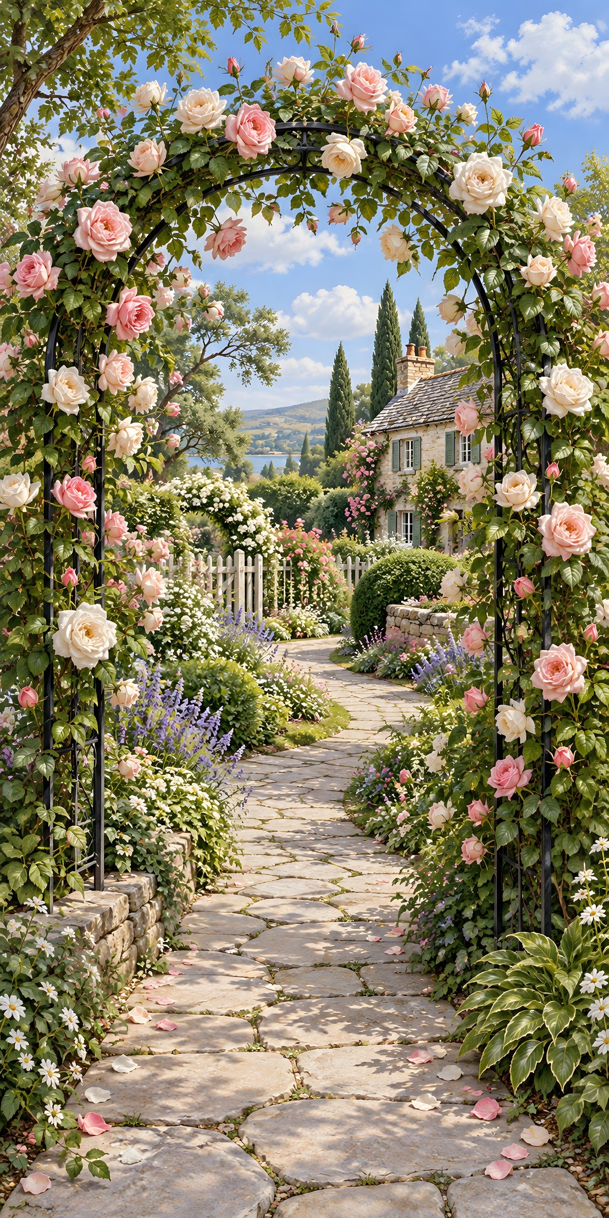 Climbing Roses Arch fridge wrap full design