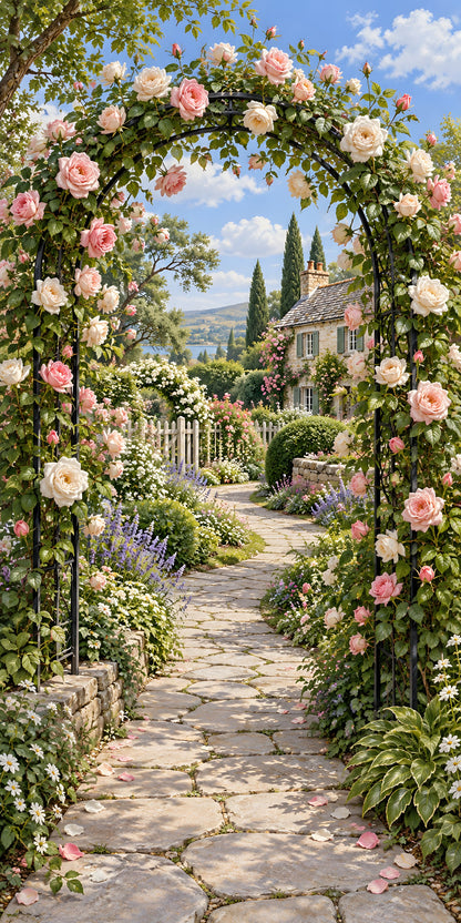 Climbing Roses Arch fridge wrap full design