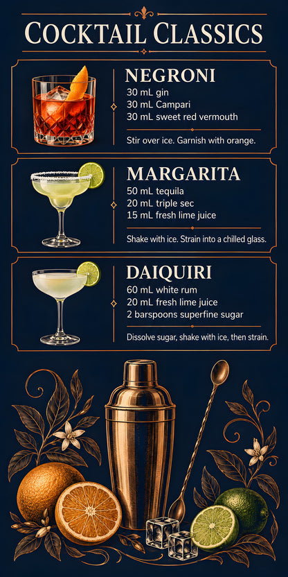 Cocktail Classics Chart fridge wrap full design