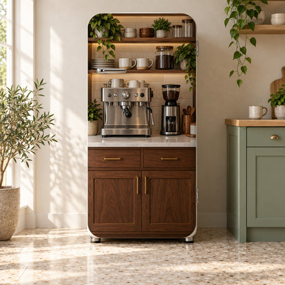 Coffee Bar Station fridge wrap on a retro refrigerator