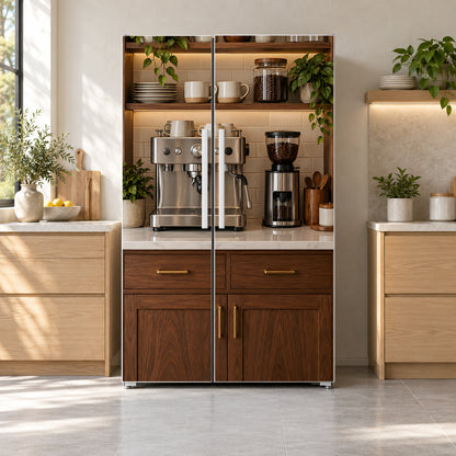 Coffee Bar Station fridge wrap on a side-by-side refrigerator