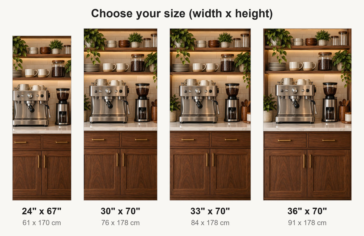 Coffee Bar Station fridge wrap available sizes 24, 30, 33 and 36 inch