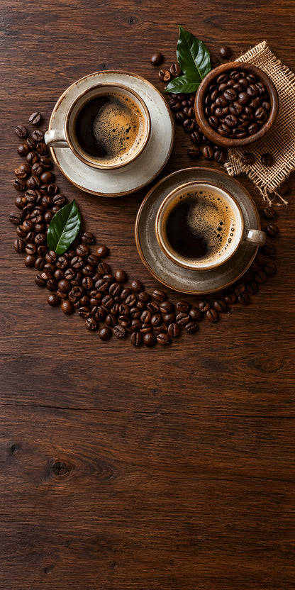 Coffee Beans & Cups fridge wrap full design