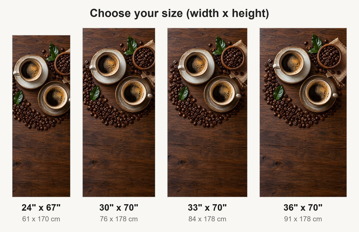 Coffee Beans & Cups fridge wrap available sizes 24, 30, 33 and 36 inch