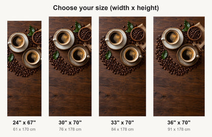 Coffee Beans & Cups fridge wrap available sizes 24, 30, 33 and 36 inch