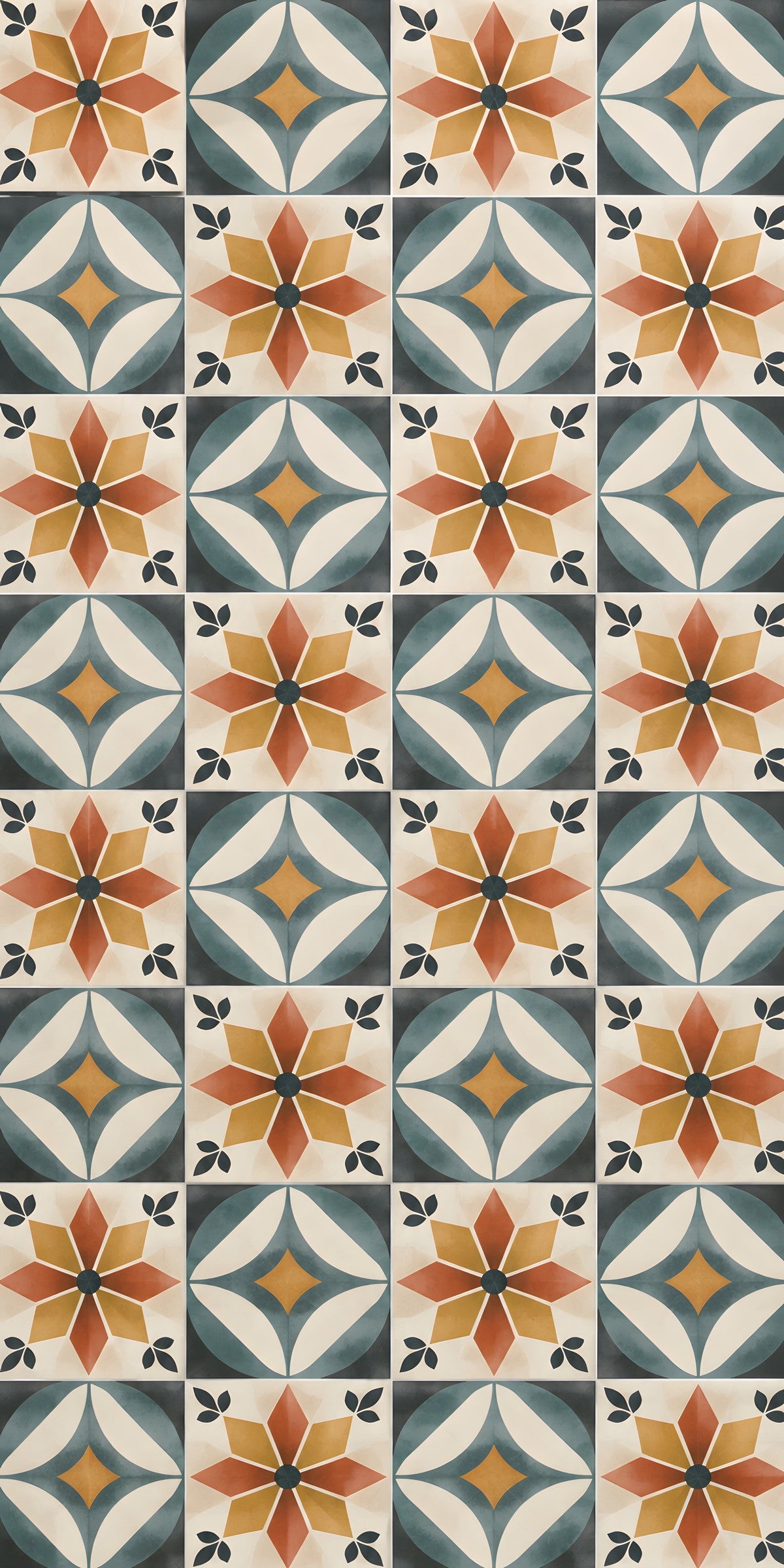Colorful Cement Tiles fridge wrap full design