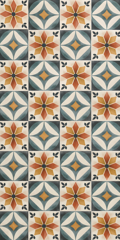 Colorful Cement Tiles fridge wrap full design