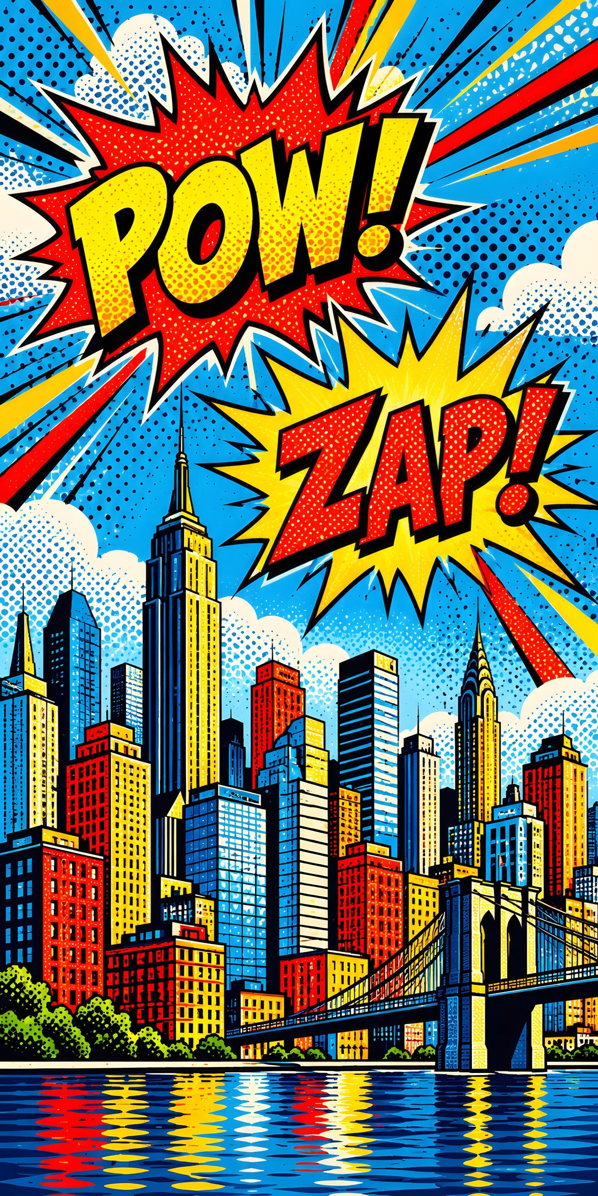 Comic Book Pop Art City fridge wrap full design