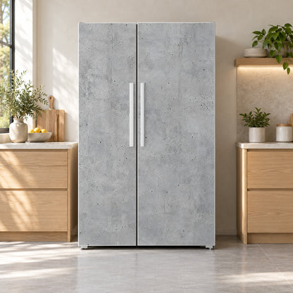 Concrete Loft fridge wrap on a side-by-side refrigerator