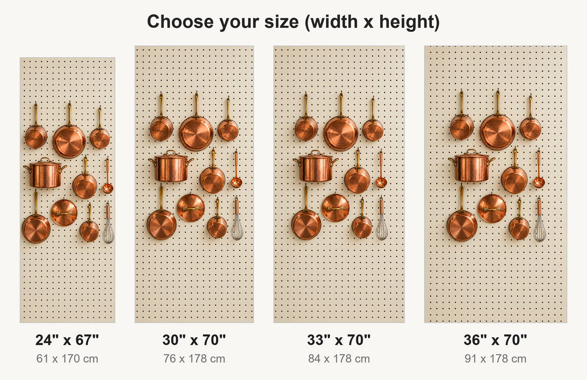 Copper Pots Pegboard fridge wrap available sizes 24, 30, 33 and 36 inch
