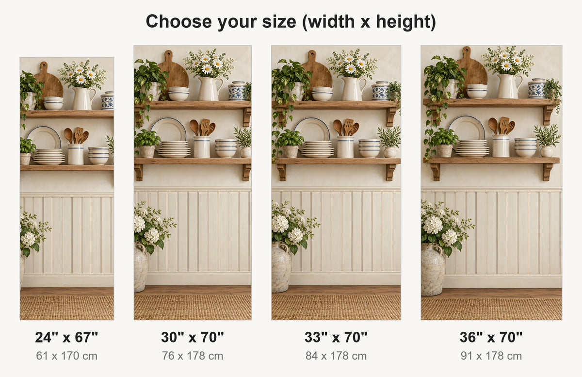 Country Kitchen Shelves fridge wrap available sizes 24, 30, 33 and 36 inch