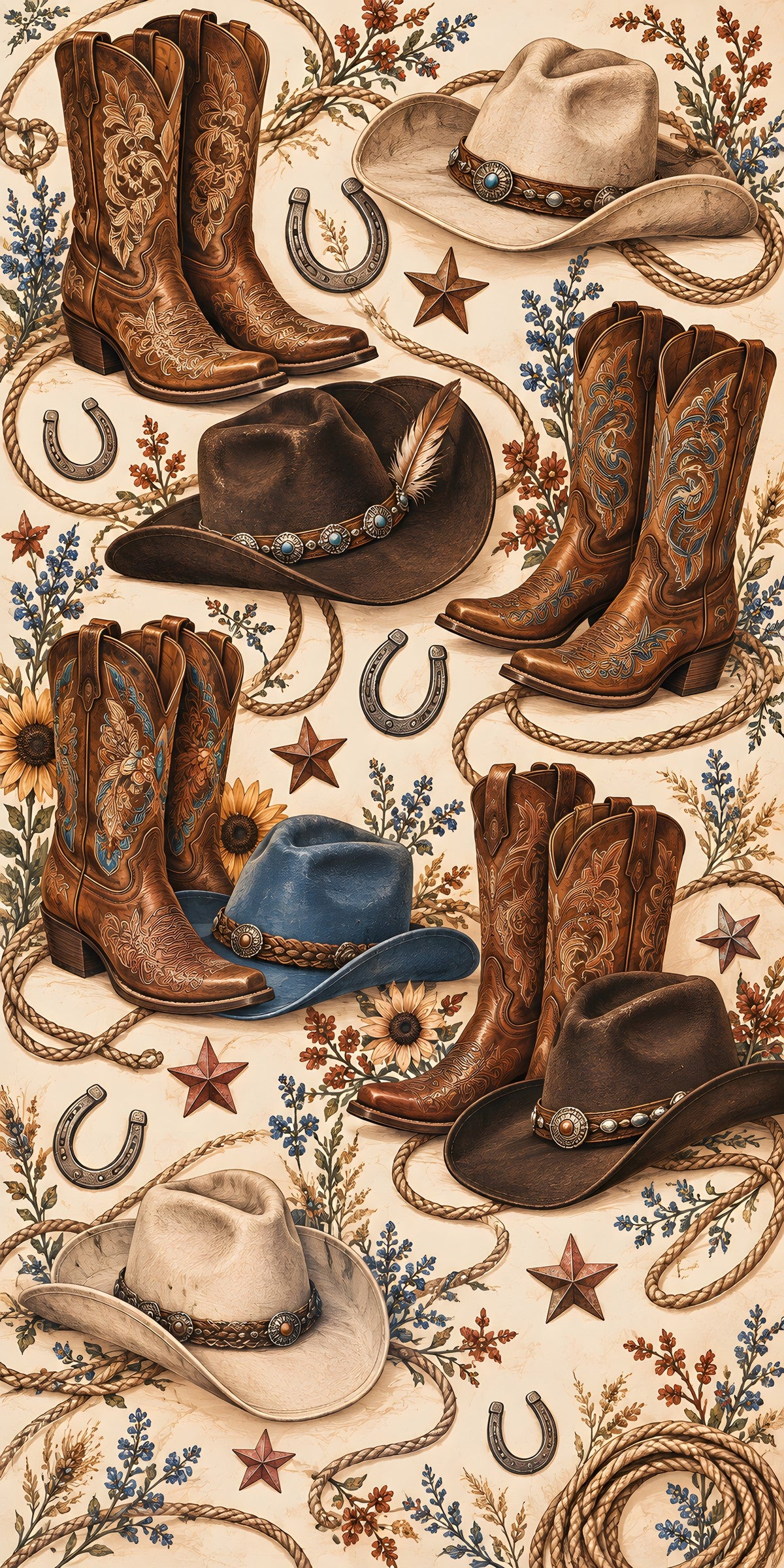 Cowboy Boots & Hats fridge wrap full design