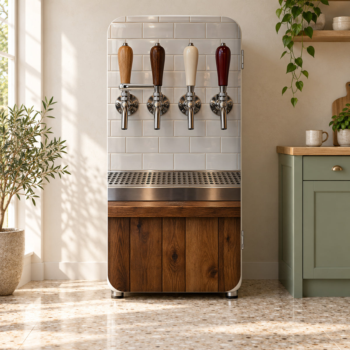 Craft Beer Tap Wall fridge wrap on a retro refrigerator
