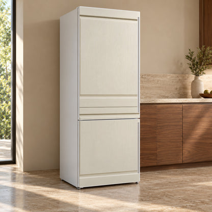 Cream Shaker Cabinet Look fridge wrap, refrigerator shown at an angle