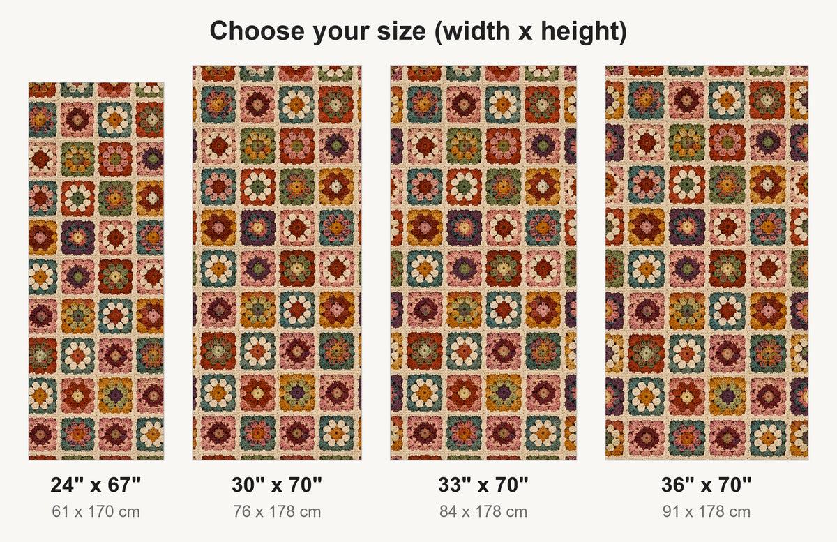 Crochet Granny Squares fridge wrap available sizes 24, 30, 33 and 36 inch