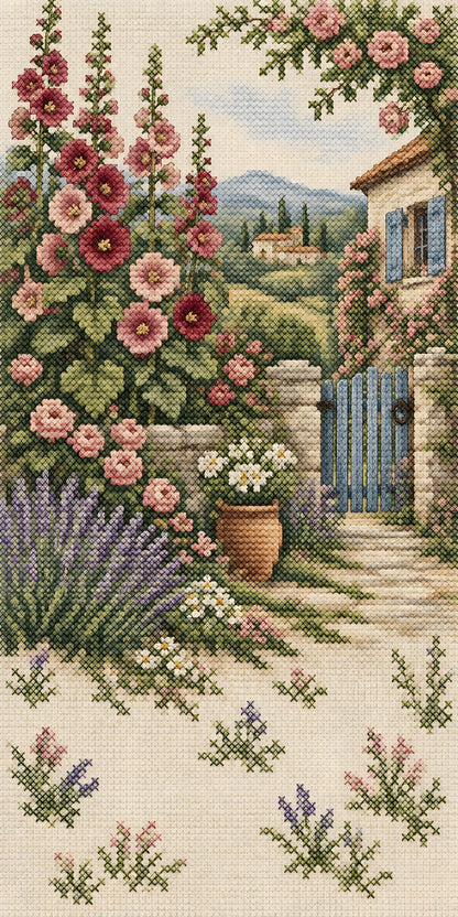Cross-Stitch Cottage Garden fridge wrap full design