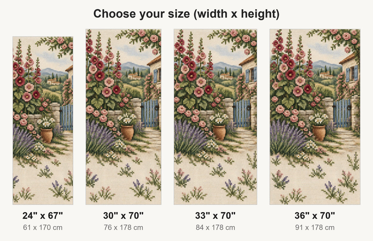 Cross-Stitch Cottage Garden fridge wrap available sizes 24, 30, 33 and 36 inch