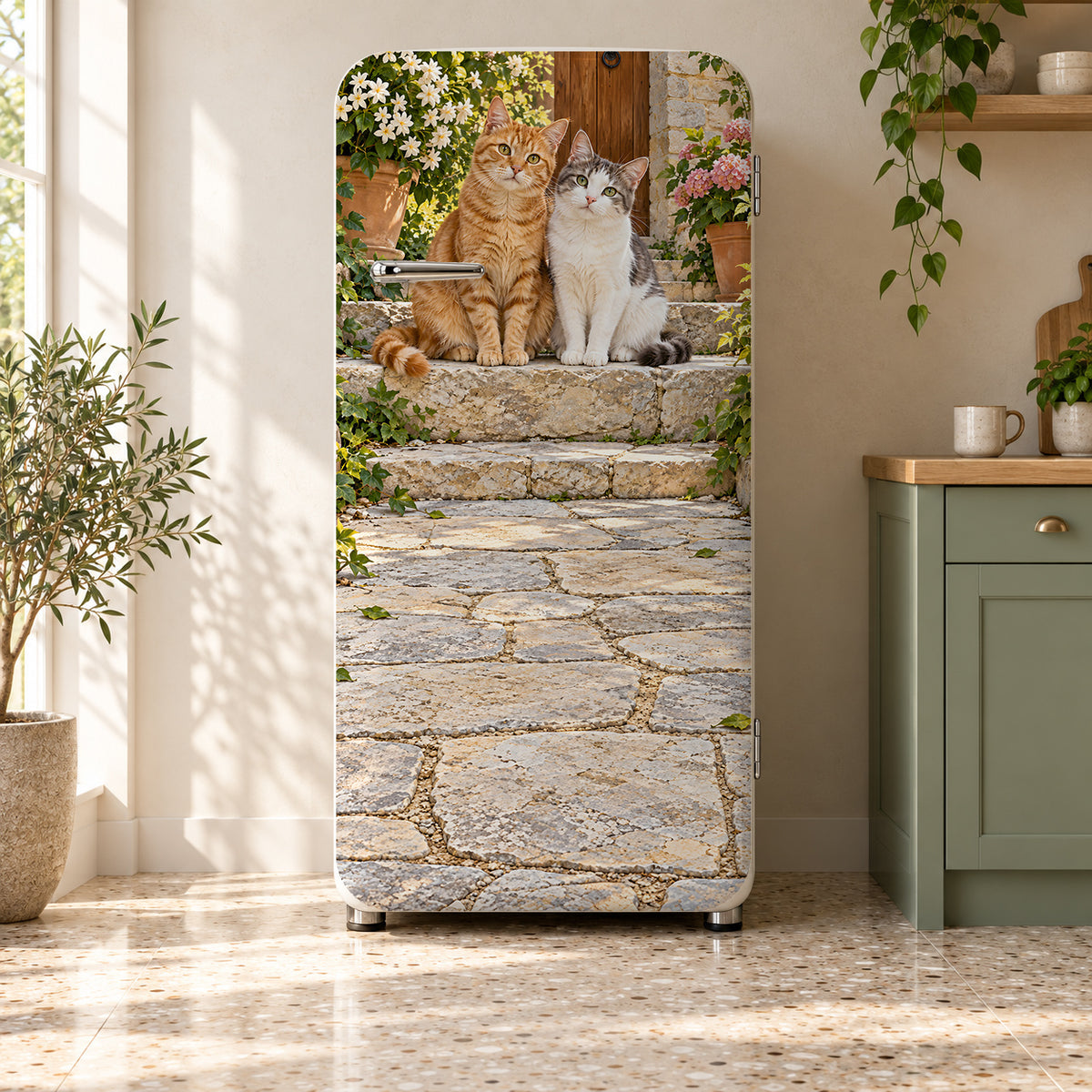 Cute Kittens fridge wrap on a retro refrigerator