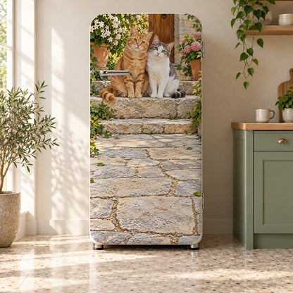 Cute Kittens fridge wrap on a retro refrigerator