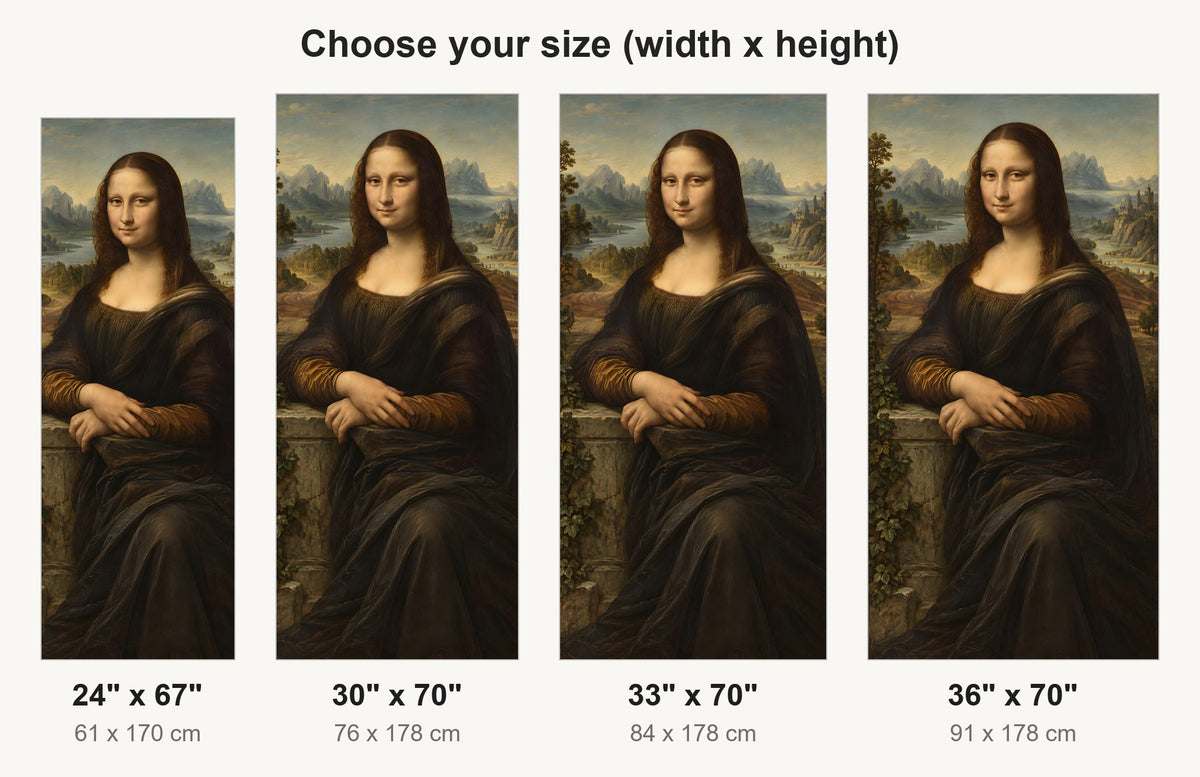 Da Vinci Inspired Mona Lisa fridge wrap available sizes 24, 30, 33 and 36 inch