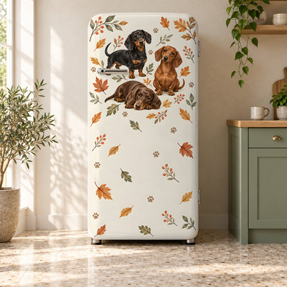 Dachshunds fridge wrap on a retro refrigerator