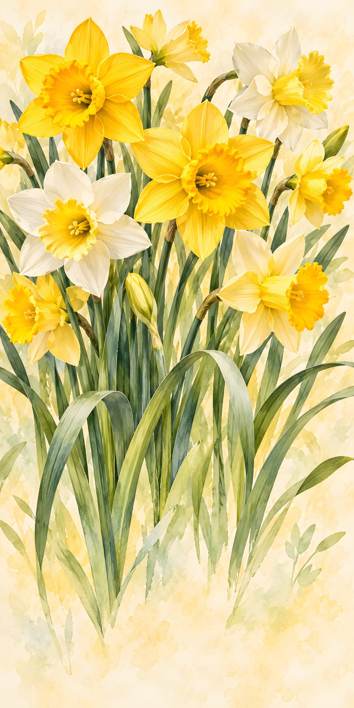 Daffodils fridge wrap full design