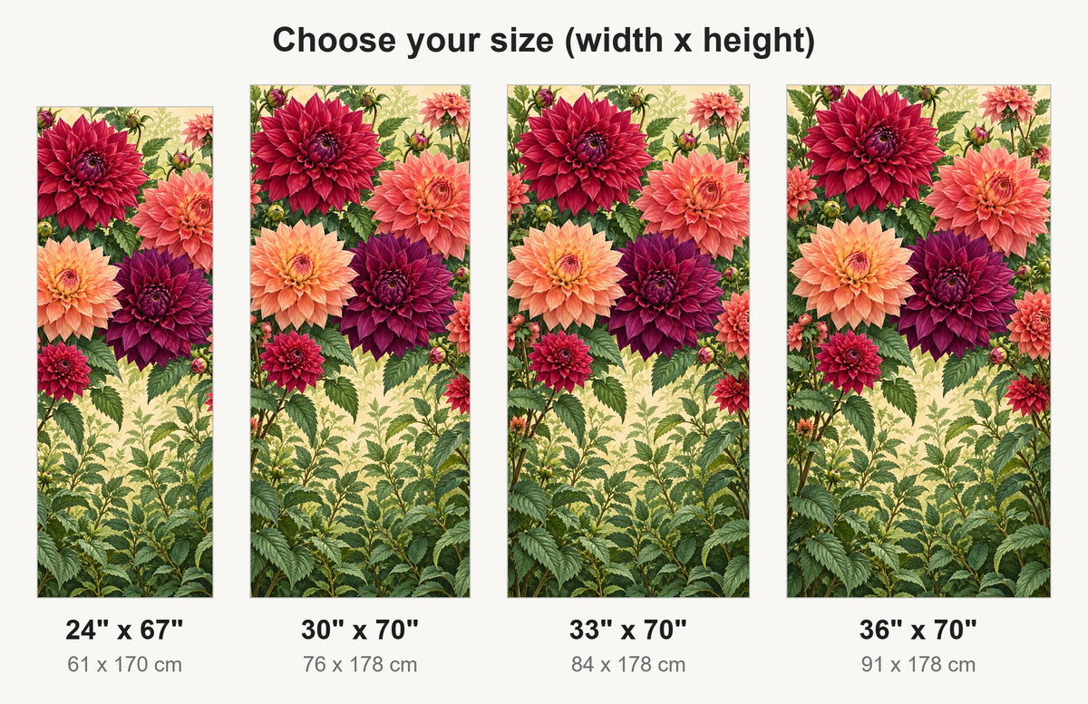 Dahlias fridge wrap available sizes 24, 30, 33 and 36 inch